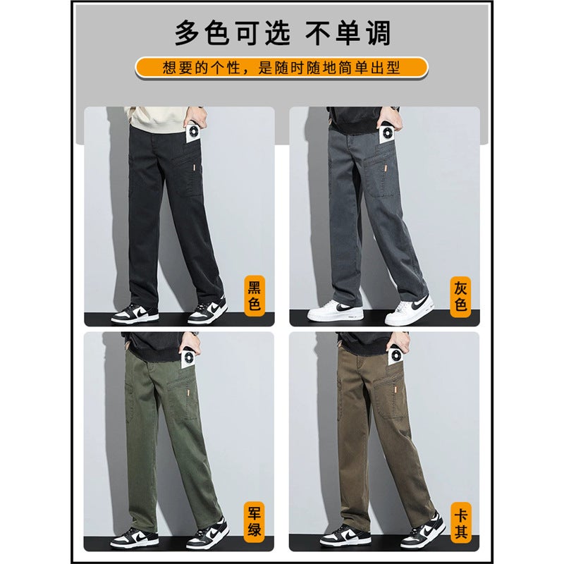 Men'S Pants Loose Straight Multi-Pocket American Style Workwear Casual Trousers For Boys Summer - Image 5